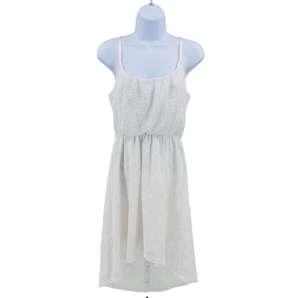 Bailey Blue White Lace Dress Women S Square Neck Stretchy Hi-Low Blouson Dress